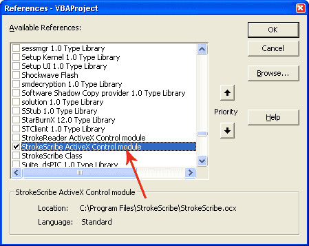 Selecting a reference to ActiveX