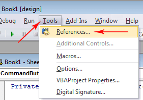 The VBA Tools menu