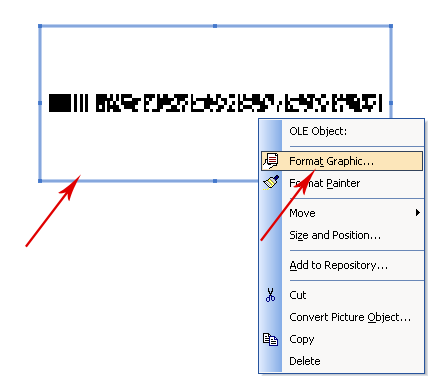 The picture object's context menu