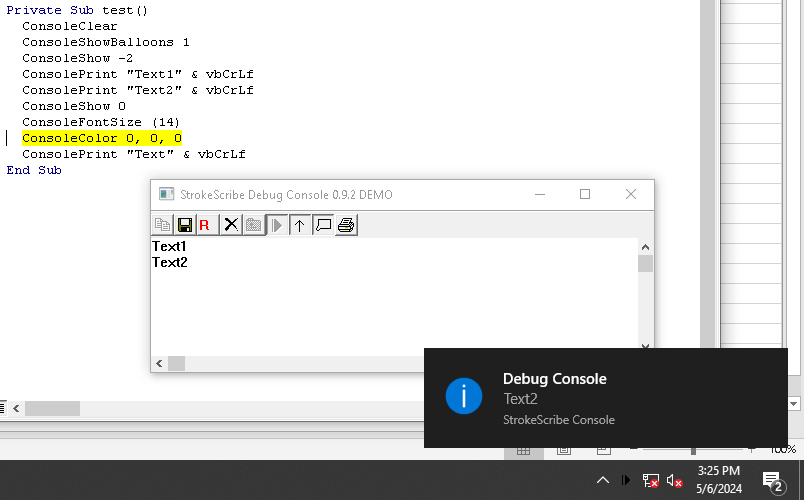 The Debug Console window
