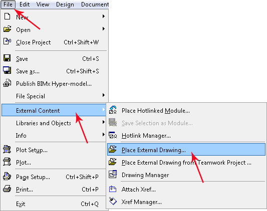 Loading an external drawing in ArchiCAD 19