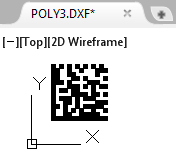 A Data Matrix barcode loaded into AutoCAD