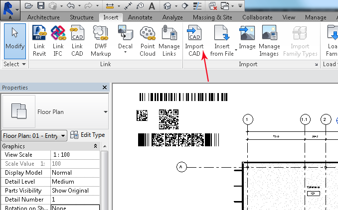 DXF-based barcode samples in Revit