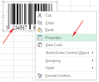 A context menu of the barcode generator