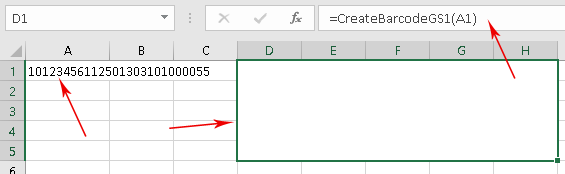 A formula to call the barcode generator