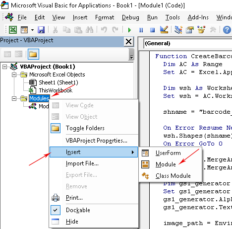 Inserting a standard VBA module