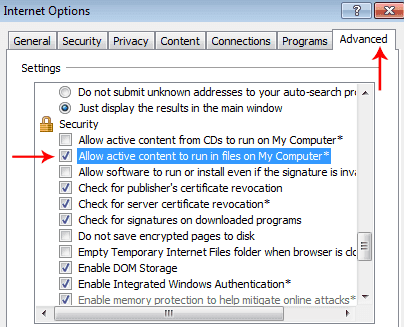 IE8 advanced options