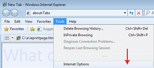IE7 Tools menu