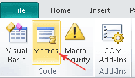 The Macros button on the Developer tab