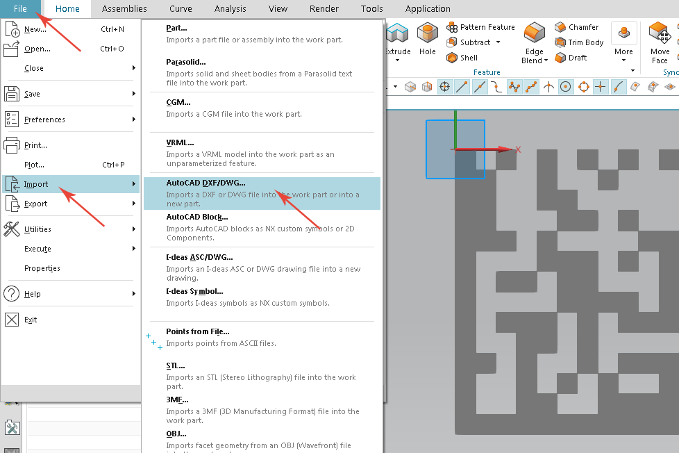 DXF-based barcode in Siemens NX