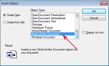 ActiveX selection dialog
