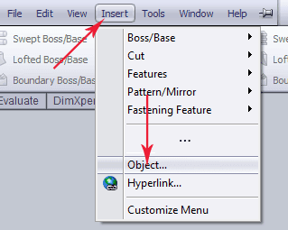 The 'Insert' menu