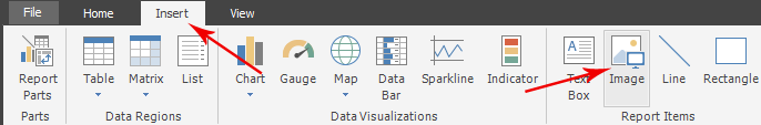 SSRS ribbon, Insert->Image