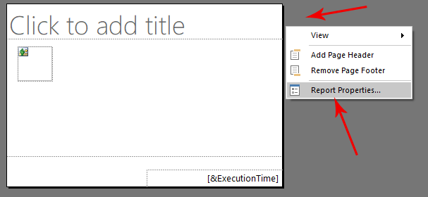 The report's context menu