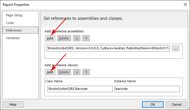 Adding a reference to the barcode generator assembly
