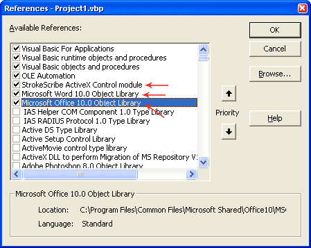 Adding a reference to Word and Office libraries